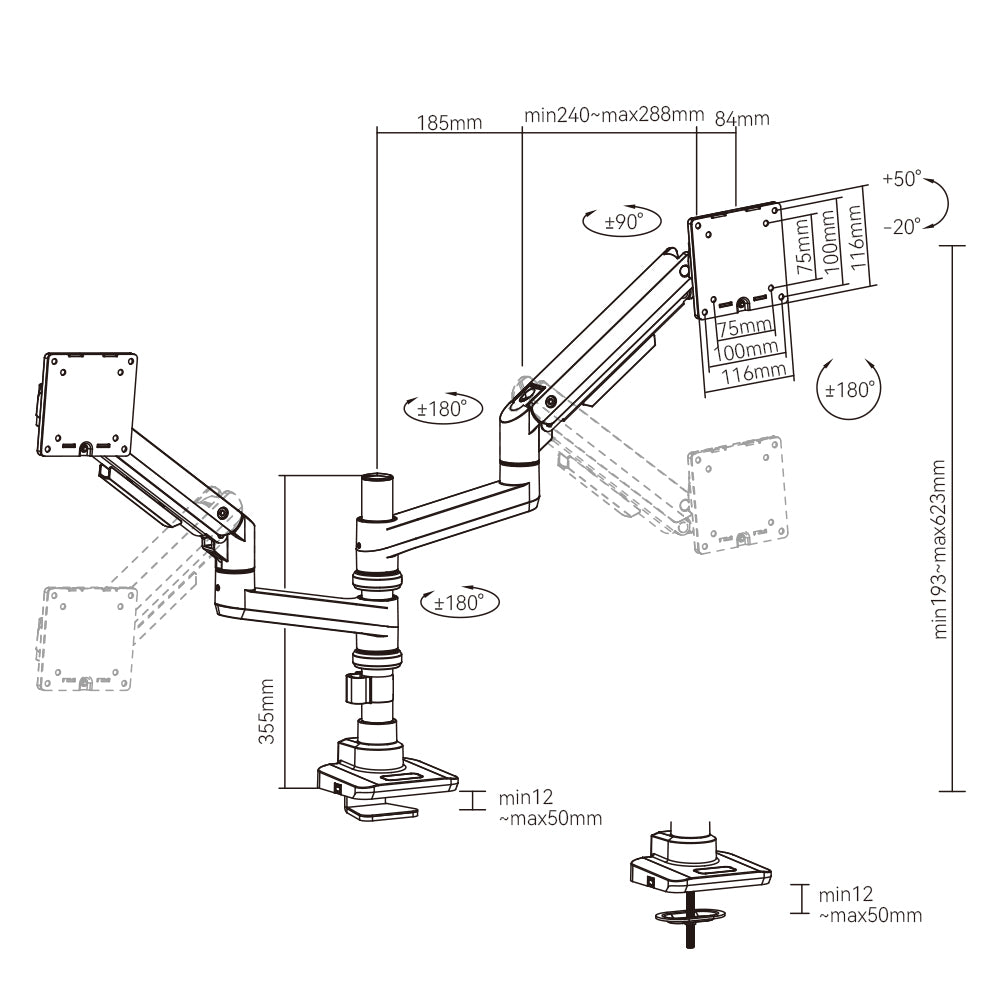 Hinomi MovMax Heavy Duty Monitor Arm